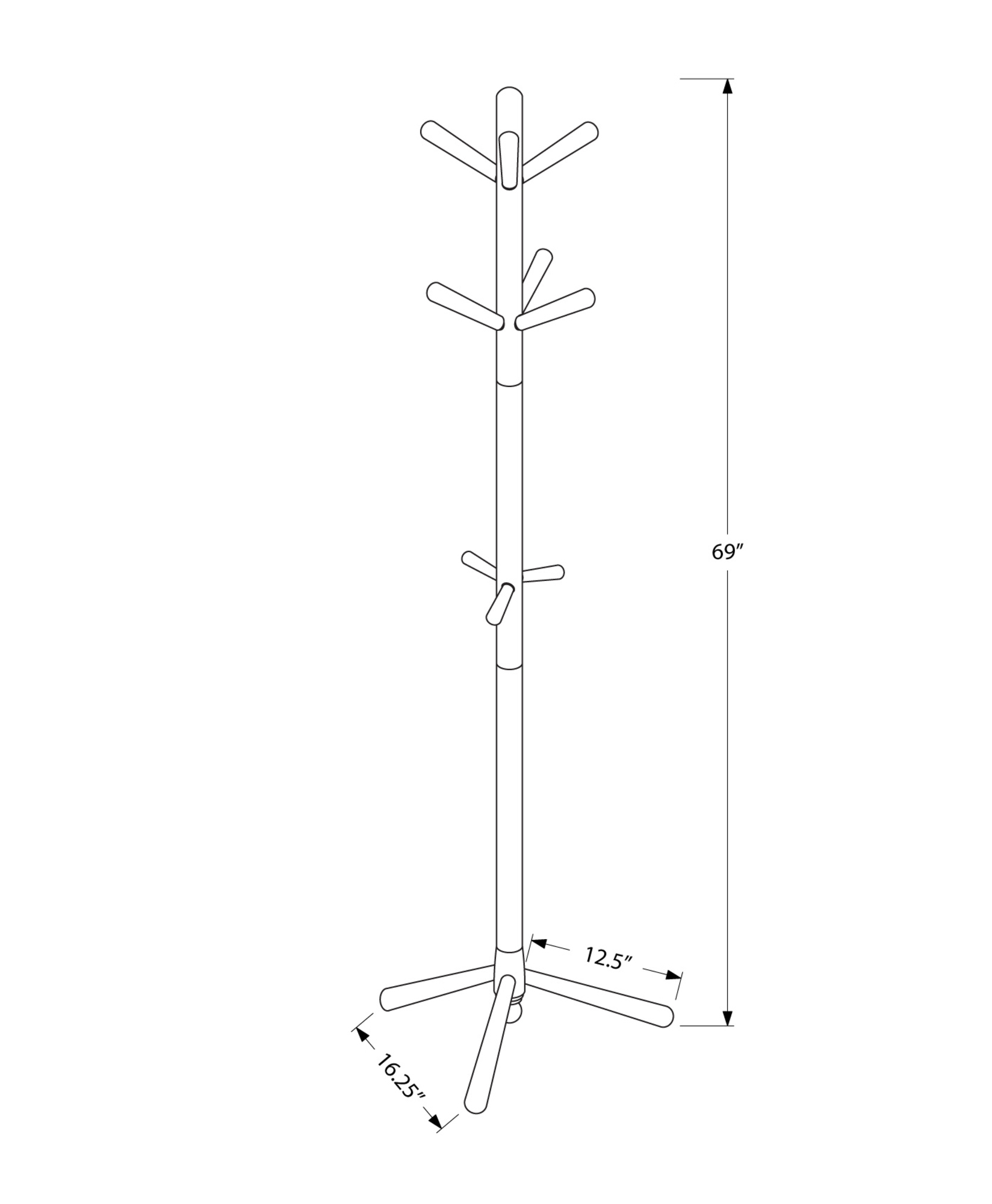COAT RACK - 69"H / CAPPUCCINO WOOD CONTEMPORARY STYLE